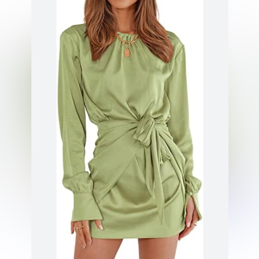 Amazon Sage Green Long Sleeve Dress